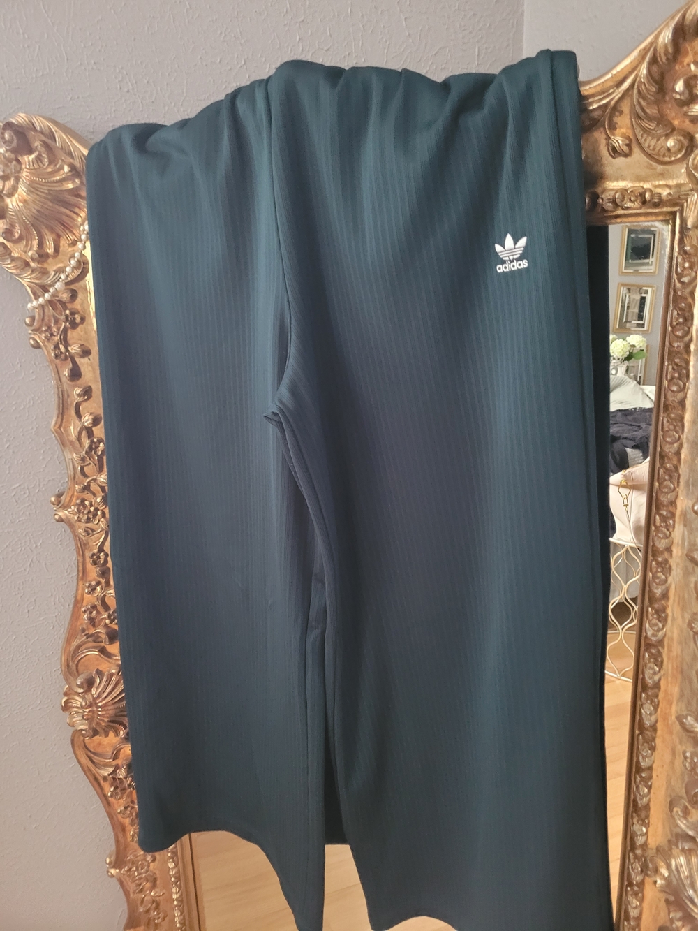 adidas Dark Green Ribbed Trefoil Track Pants